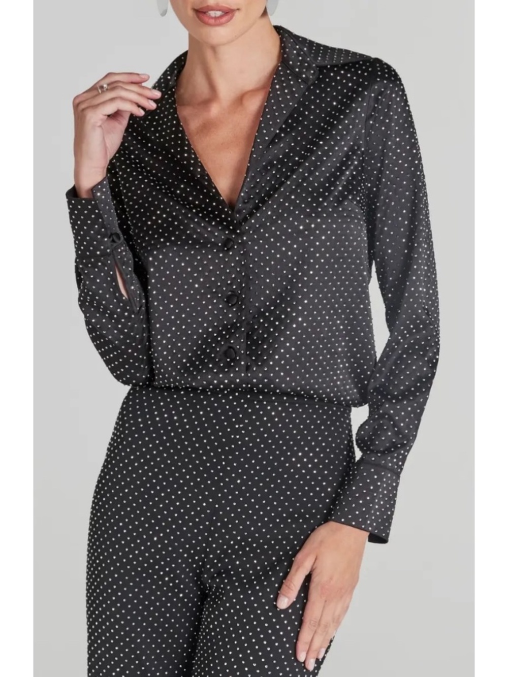 Nadine Merabi Kira Stud Satin Shirt size 6